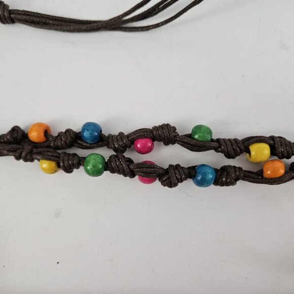 Casual BOHO Pink & White Shoulder Bag with Elephants and Colored Wooden Beads - Picture 9 of 14